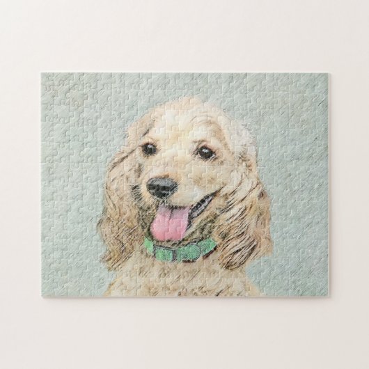 Cocker Spanel Buff Painting - Original Dog Art Puzzle (Horizontal)
