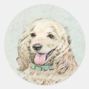 Cocker Spanel Buff Painting - Original Dog Art Runder Aufkleber