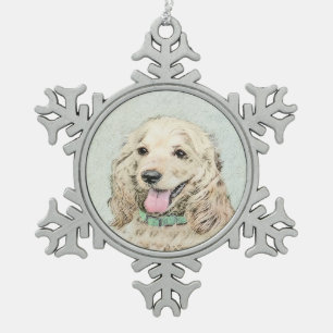 Cocker Spanel Buff Painting - Original Dog Art Schneeflocken Zinn-Ornament