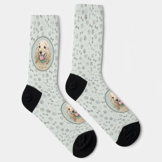 Cocker Spanel Buff Painting - Original Dog Art Socken (Rechts)