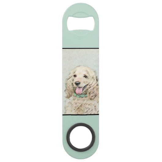 Cocker Spanel Buff Painting - Original Dog Art Speed Flaschenöffner (Rückseite)