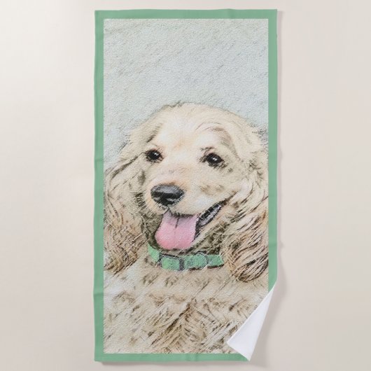 Cocker Spanel Buff Painting - Original Dog Art Strandtuch (Vorderseite)