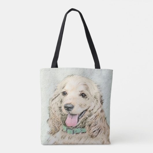 Cocker Spanel Buff Painting - Original Dog Art Tasche (Rückseite)