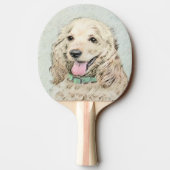 Cocker Spanel Buff Painting - Original Dog Art Tischtennis Schläger (Rückseite)