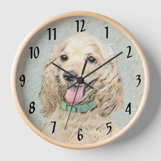 Cocker Spanel Buff Painting - Original Dog Art Uhr (Vorderseite)