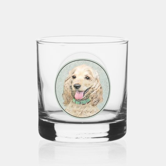 Cocker Spanel Buff Painting - Original Dog Art Whiskyglas (Vorderseite)