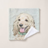 Cocker Spanel Buff Painting - Original Hund Kunst Badhandtuch Set (Waschlappen)