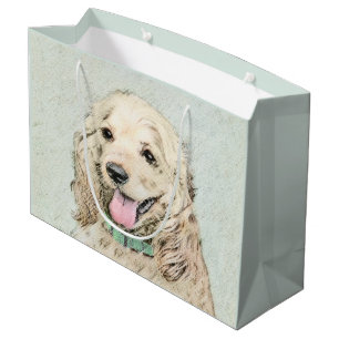 Cocker Spanel Buff Painting - Original Hund Kunst Große Geschenktüte