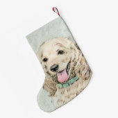 Cocker Spanel Buff Painting - Original Hund Kunst Kleiner Weihnachtsstrumpf (Rückseite (Hängend))