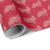 Cocker Spanel Christmas Dog Silhouette Red Geschenkpapier (Rolleneckpunkt)