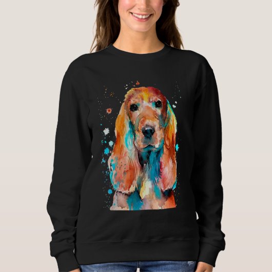 Cocker Spanel Cockerspaniel Watercolor Graphic De Sweatshirt (Vorderseite)