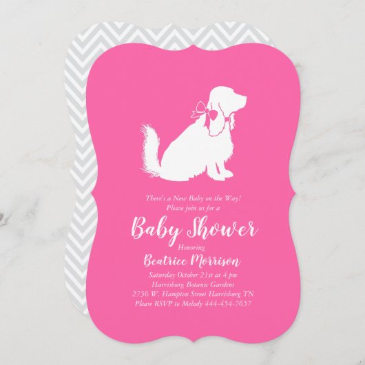 Cocker Spanel Dog Baby Shower Girl Pink Einladung (Vorne/Hinten)