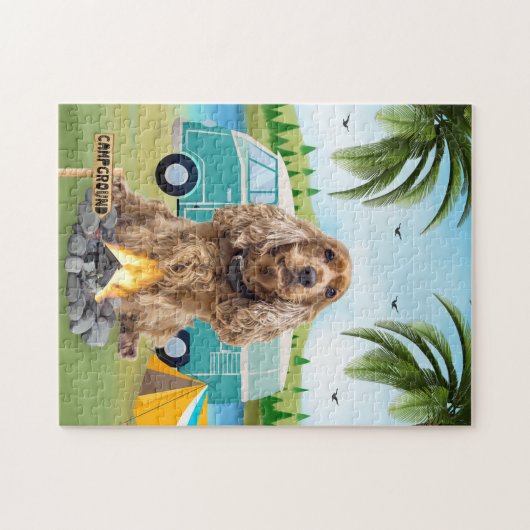 Cocker Spanel Dog Camping Puzzle (Horizontal)