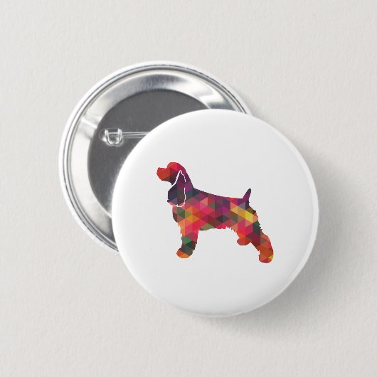 Cocker Spanel Dog Geometric Muster Silhouette Button (Vorne & Hinten)
