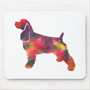 Cocker Spanel Dog Geometric Muster Silhouette Mousepad