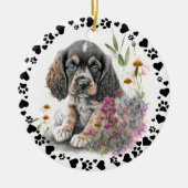 Cocker Spanel Dog Paws Hearts Pet Foto Keramik Ornament (Vorne)