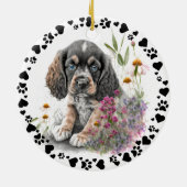 Cocker Spanel Dog Paws Hearts Pet Foto Keramik Ornament (Hinten)