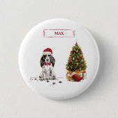 Cocker Spanel Funny Christmas Dog mit Baum Button (Vorderseite)