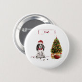 Cocker Spanel Funny Christmas Dog mit Baum Button (Vorne & Hinten)
