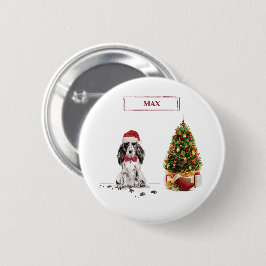Cocker Spanel Funny Christmas Dog mit Baum Button