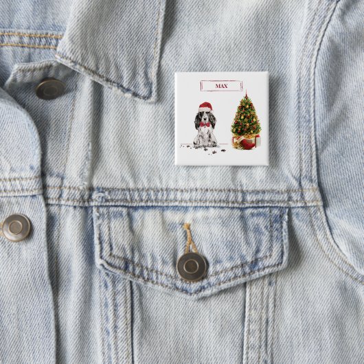 Cocker Spanel Funny Christmas Dog mit Baum Button (Beispiel)