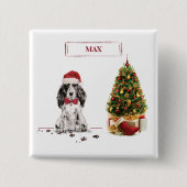 Cocker Spanel Funny Christmas Dog mit Baum Button (Vorderseite)