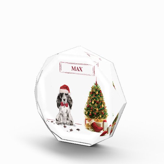 Cocker Spanel Funny Christmas Dog mit Baum Fotoblock (Rechts)