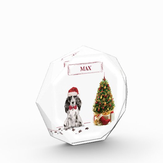 Cocker Spanel Funny Christmas Dog mit Baum Fotoblock (Links)