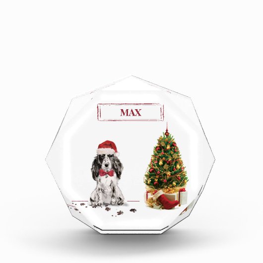 Cocker Spanel Funny Christmas Dog mit Baum Fotoblock (Vorderseite)