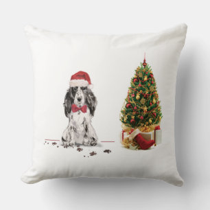 Cocker Spanel Funny Christmas Dog mit Baum Kissen