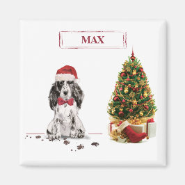 Cocker Spanel Funny Christmas Dog mit Baum Magnet
