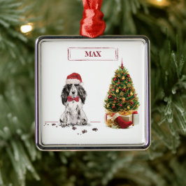 Cocker Spanel Funny Christmas Dog mit Baum Ornament Aus Metall