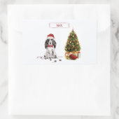 Cocker Spanel Funny Christmas Dog mit Baum Rechteckiger Aufkleber (Tasche)