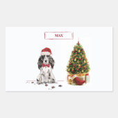 Cocker Spanel Funny Christmas Dog mit Baum Rechteckiger Aufkleber (Vorderseite)