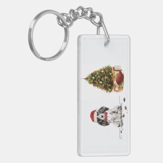 Cocker Spanel Funny Christmas Dog mit Baum Schlüsselanhänger (Vorderseite links)