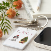 Cocker Spanel Funny Christmas Dog mit Baum Schlüsselanhänger (Vorderseite rechts)