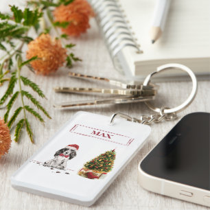 Cocker Spanel Funny Christmas Dog mit Baum Schlüsselanhänger