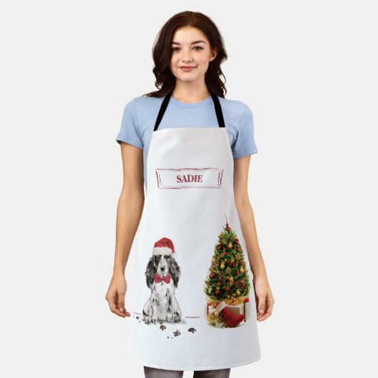 Cocker Spanel Funny Christmas Dog mit Baum Schürze (Getragen)