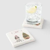 Cocker Spanel Funny Christmas Dog mit Baum Steinuntersetzer (Seitenansicht)