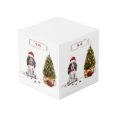 Cocker Spanel Funny Christmas Dog mit Baum Würfel (Rückseite Schrägansicht)