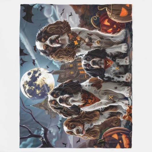 Cocker Spanel Halloween Spooky Fleecedecke (Vorderseite)