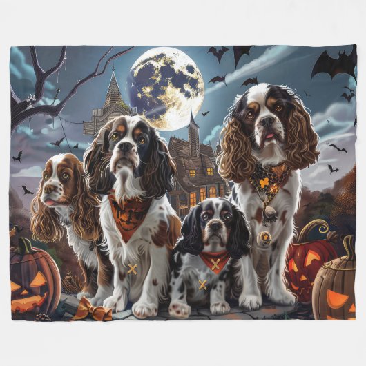 Cocker Spanel Halloween Spooky Fleecedecke (Vorderseite (Horizontal))