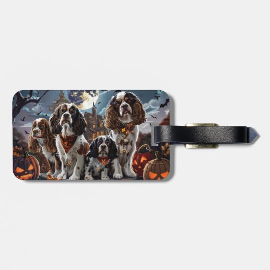Cocker Spanel Halloween Spooky Gepäckanhänger (Rückseite horizontal)