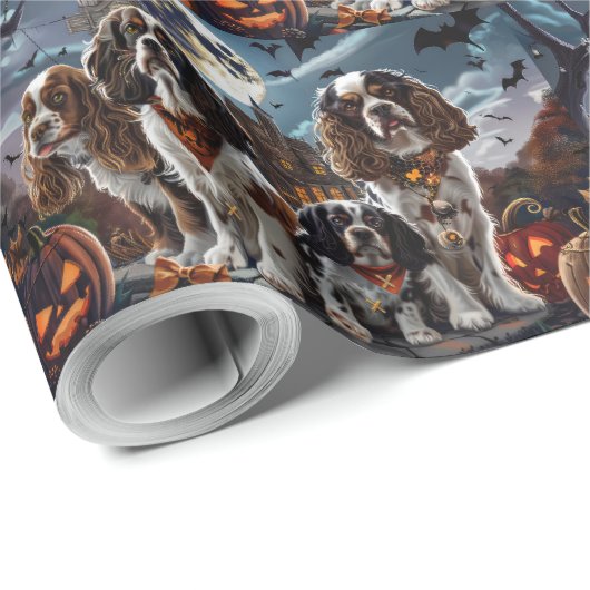 Cocker Spanel Halloween Spooky Geschenkpapier (Rolleneckpunkt)