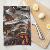 Cocker Spanel Halloween Spooky Geschirrtuch (Viertel Falte)