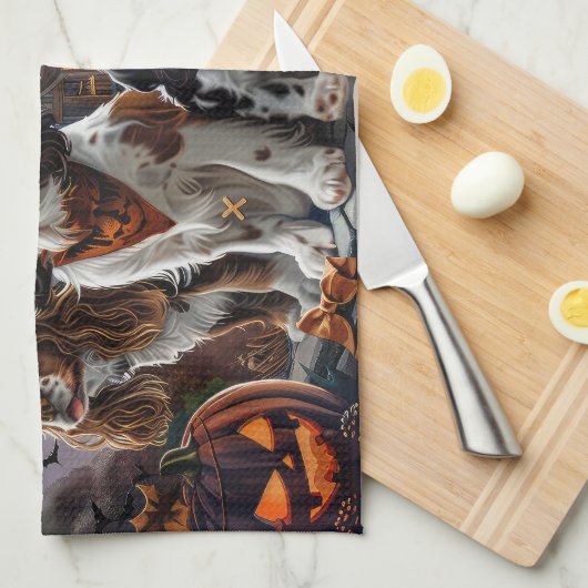Cocker Spanel Halloween Spooky Geschirrtuch (Viertel Falte)