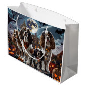Cocker Spanel Halloween Spooky Große Geschenktüte (Rückseite Schrägansicht)