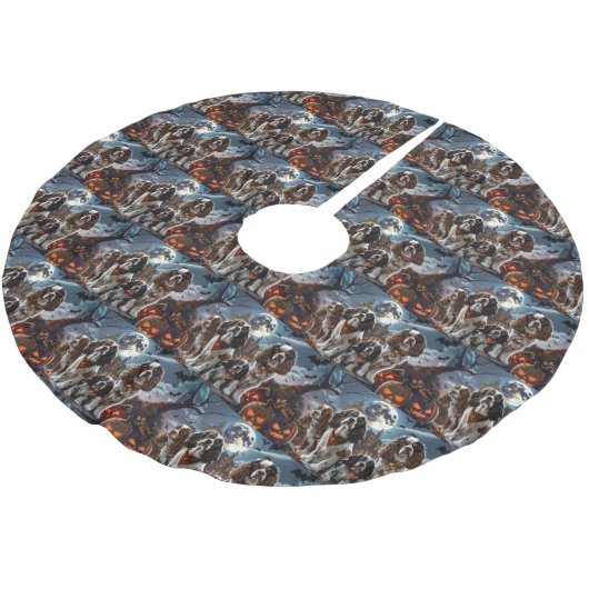 Cocker Spanel Halloween Spooky Polyester Weihnachtsbaumdecke (Schrägansicht)