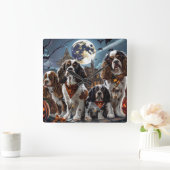 Cocker Spanel Halloween Spooky Quadratische Wanduhr (Zuhause)