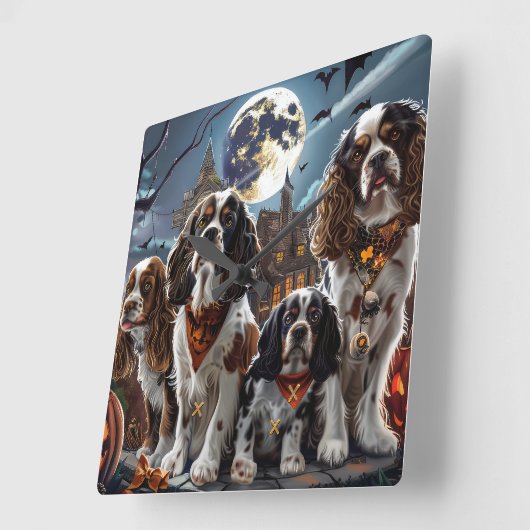 Cocker Spanel Halloween Spooky Quadratische Wanduhr (Winkel)